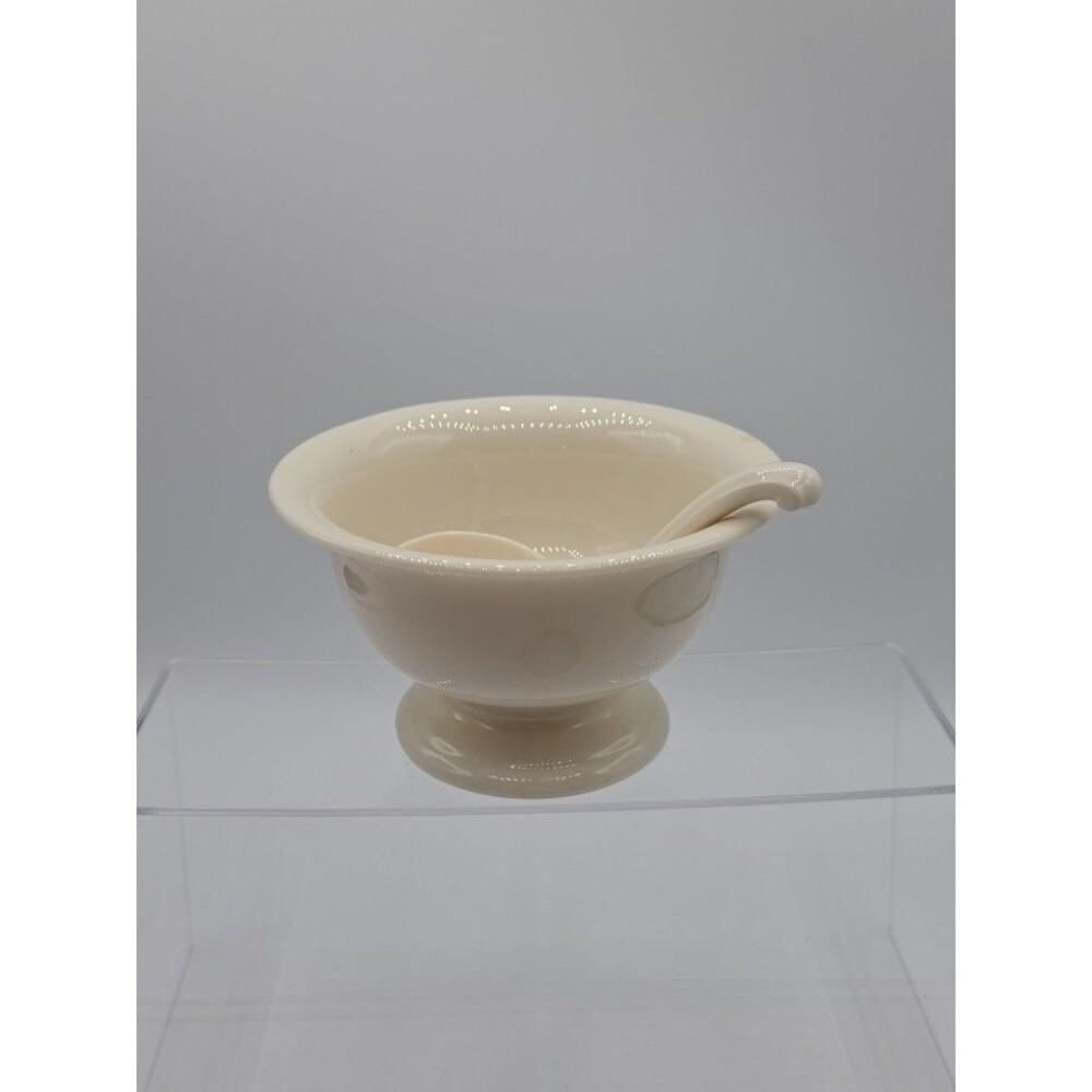 Vintage Lenox Ivory Porcelain Footed Serving Bowl with Matching Ladle gorgious!!